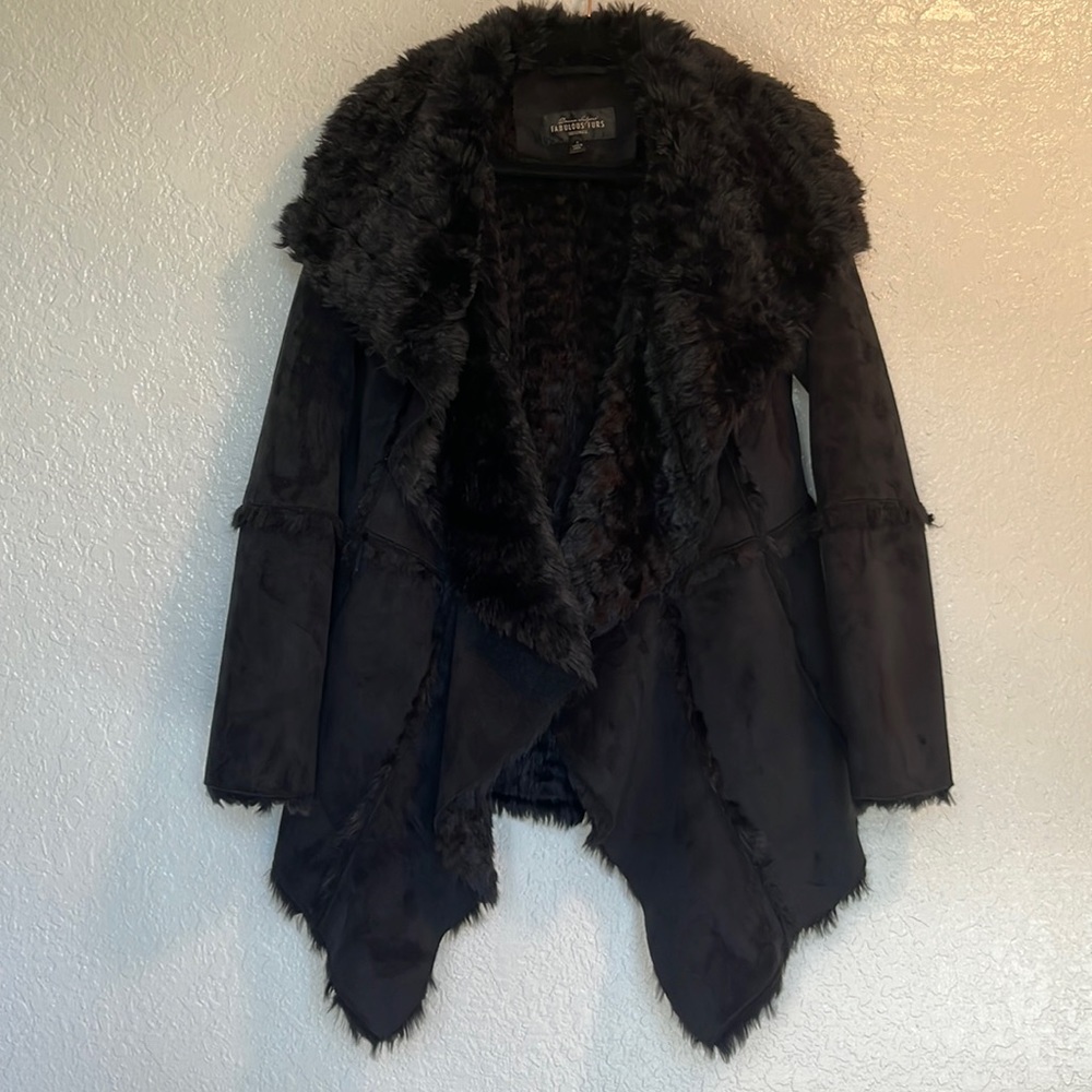 Fabulous Furs Black Faux Shearling Coat - Picture 2 of 8